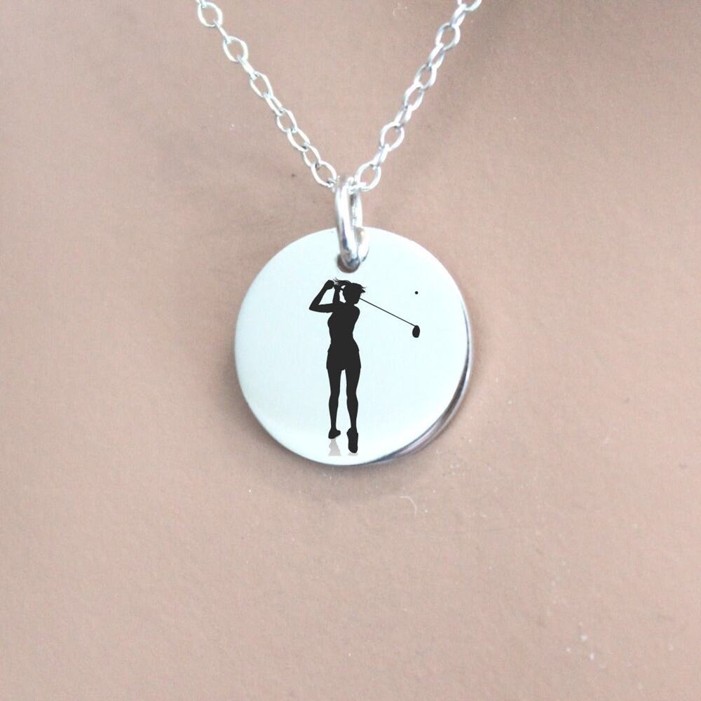 Sterling Silver Custom Girl Golfer Charm Necklace